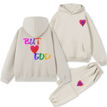 But God Cross Christian Fleece Hoodie Set