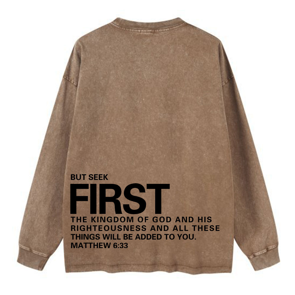 Sample Washed Long Sleeve T-Shirt Sale - GuidingCross