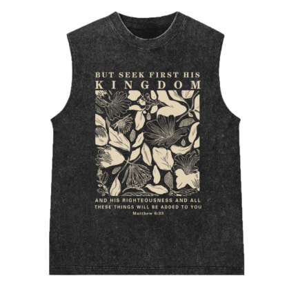 But Seek First His Kingdom Christian Washed Sleeveless Tee