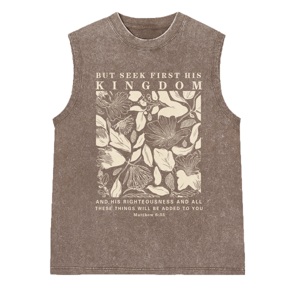But Seek First His Kingdom Christian Washed Sleeveless Tee