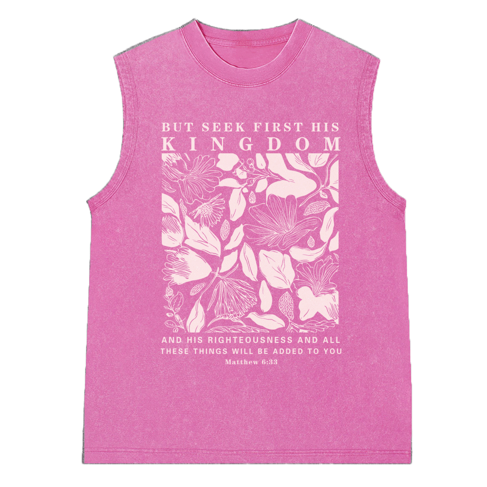 But Seek First His Kingdom Christian Washed Sleeveless Tee