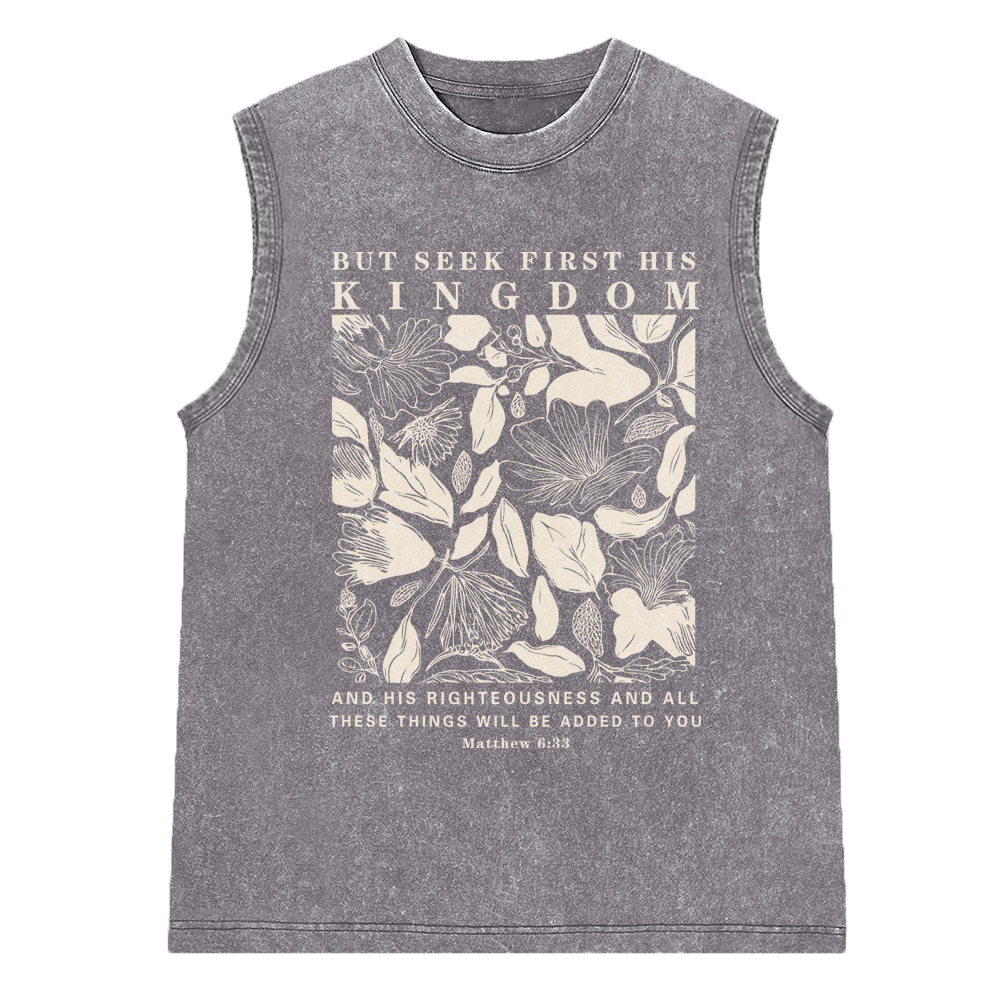 But Seek First His Kingdom Christian Washed Sleeveless Tee