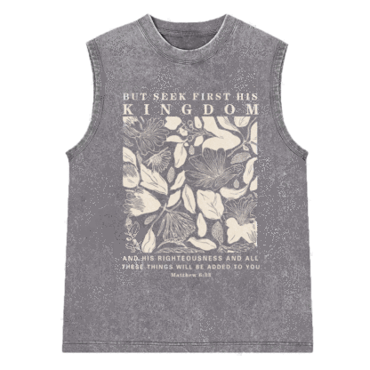 But Seek First His Kingdom Christian Washed Sleeveless Tee