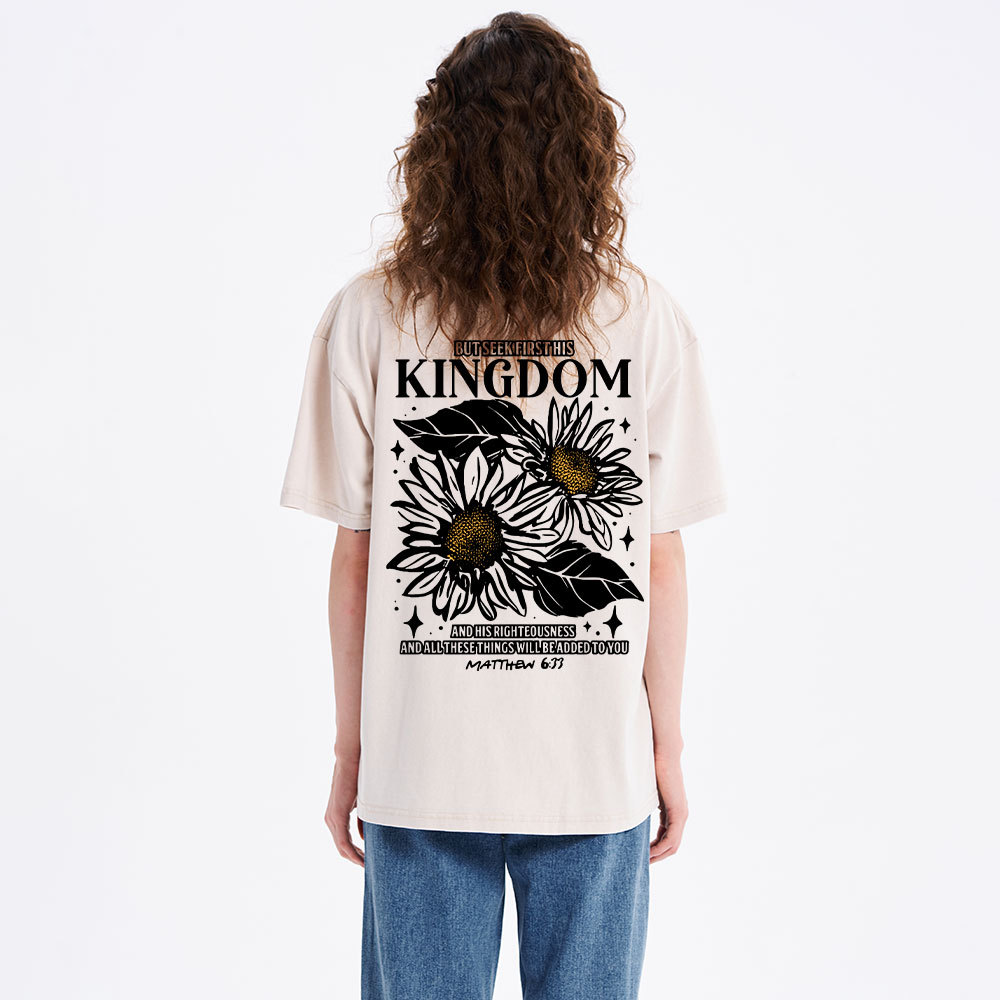 But Seek First His Kingdom Christian Washed T-Shirt