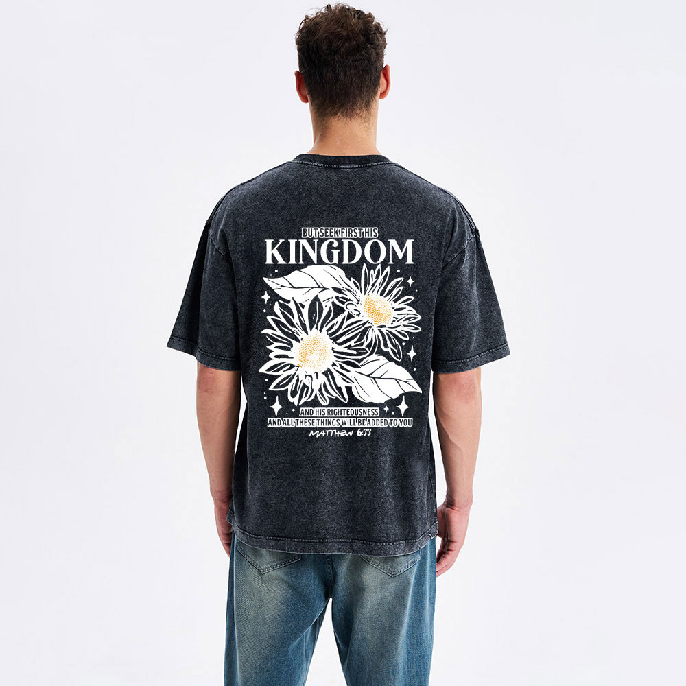 But Seek First His Kingdom Christian Washed T-Shirt