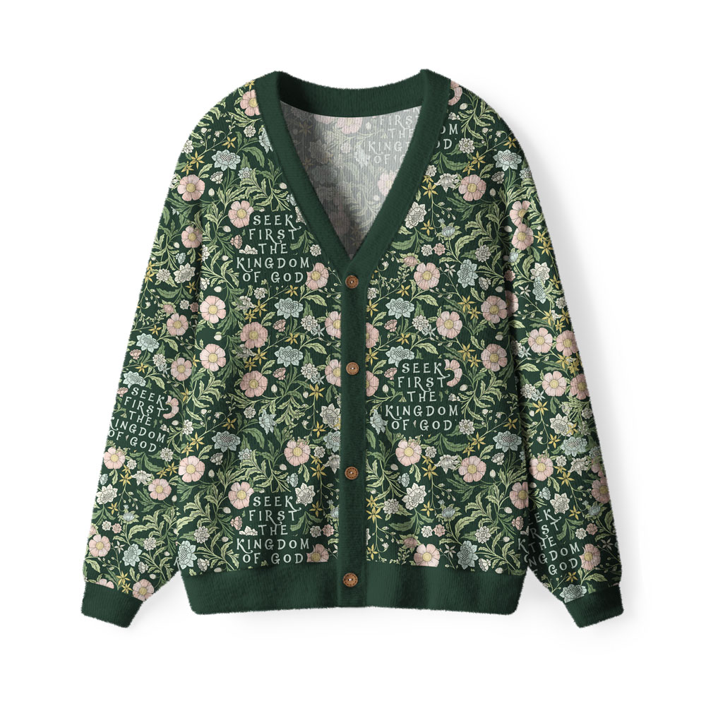 But Seek First His Kingdom Of God Furry Christian Lightweight Cardigan