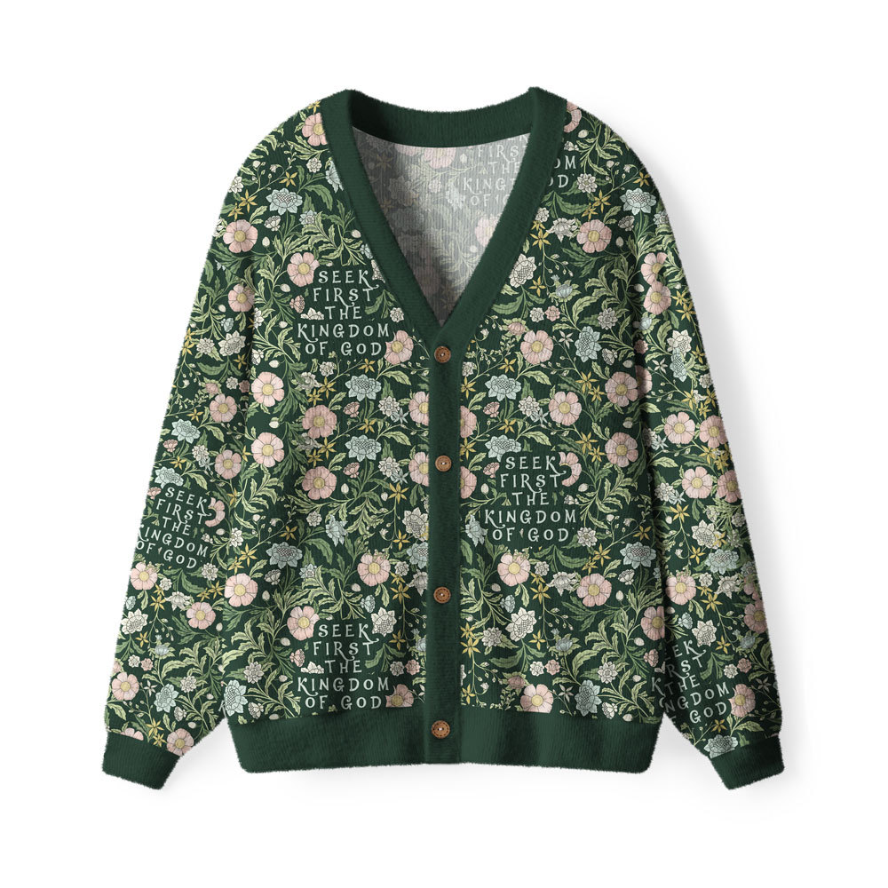 But Seek First His Kingdom Of God Furry Christian Lightweight Cardigan