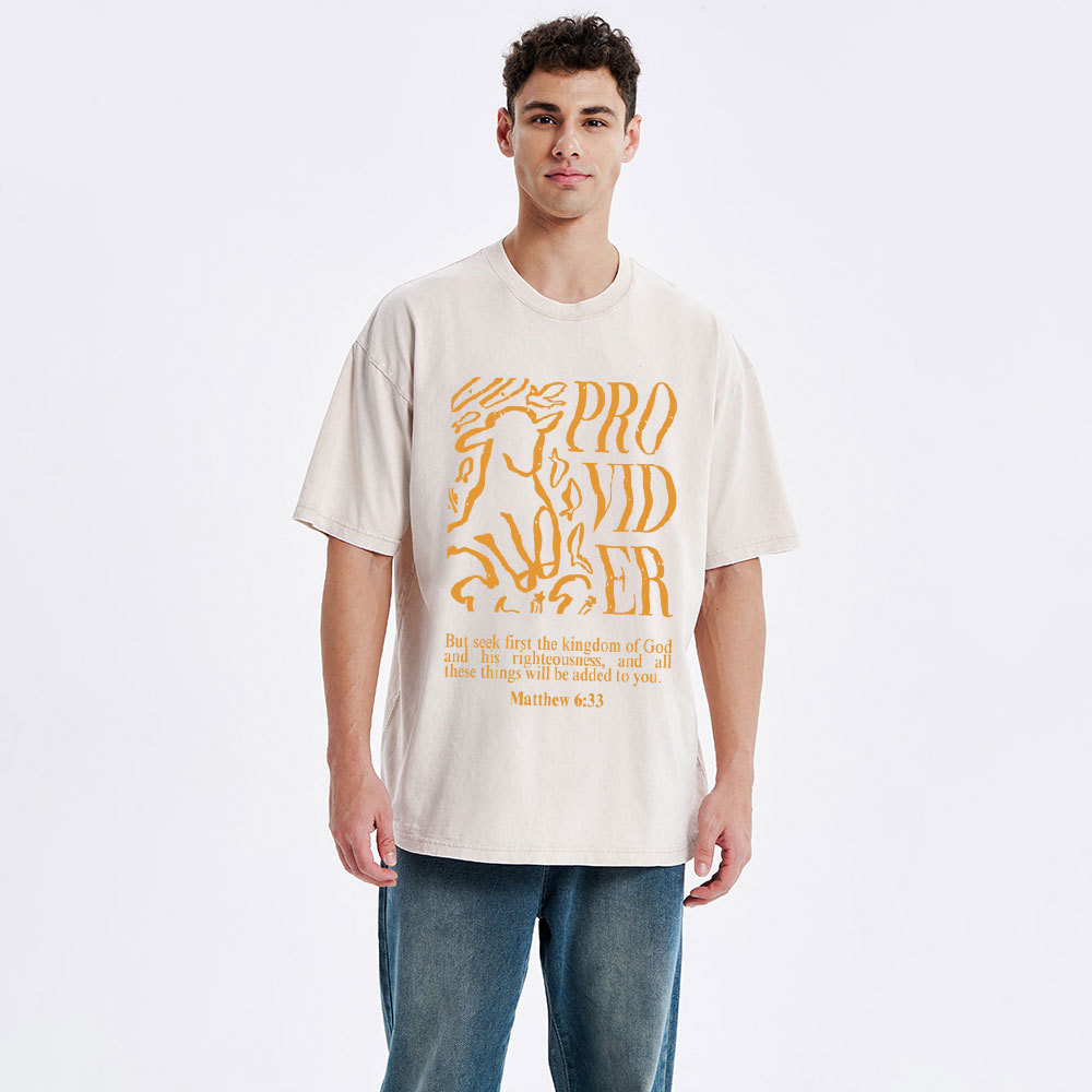 But Seek First The Kingdom Of God Christian Washed T-Shirt