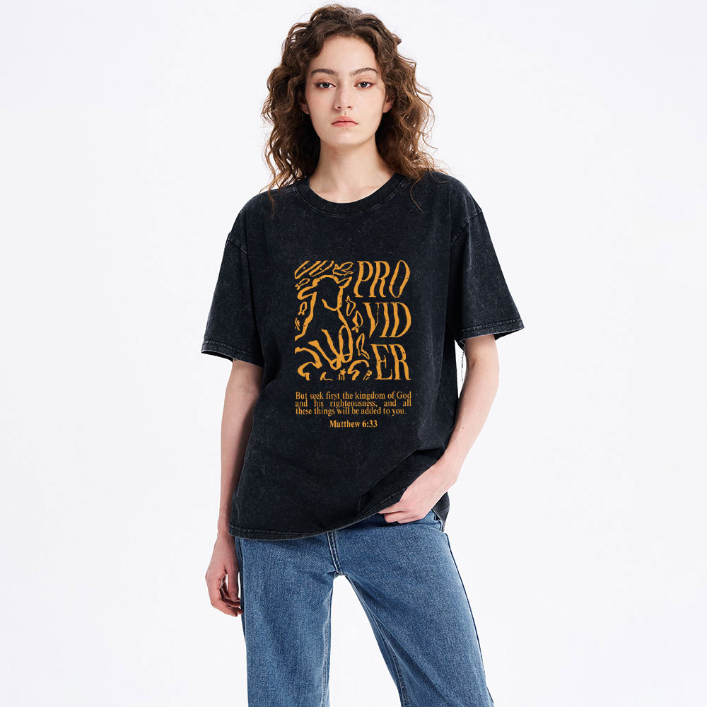 But Seek First The Kingdom Of God Christian Washed T-Shirt