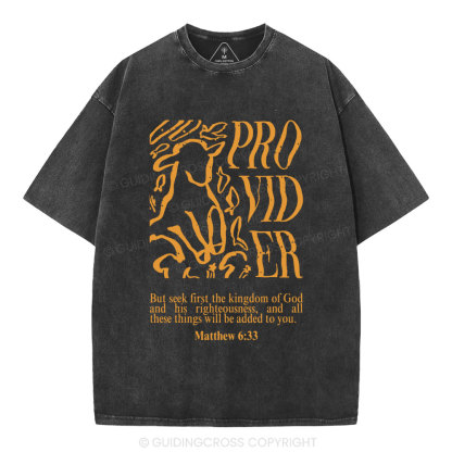 But Seek First The Kingdom Of God Christian Washed T-Shirt