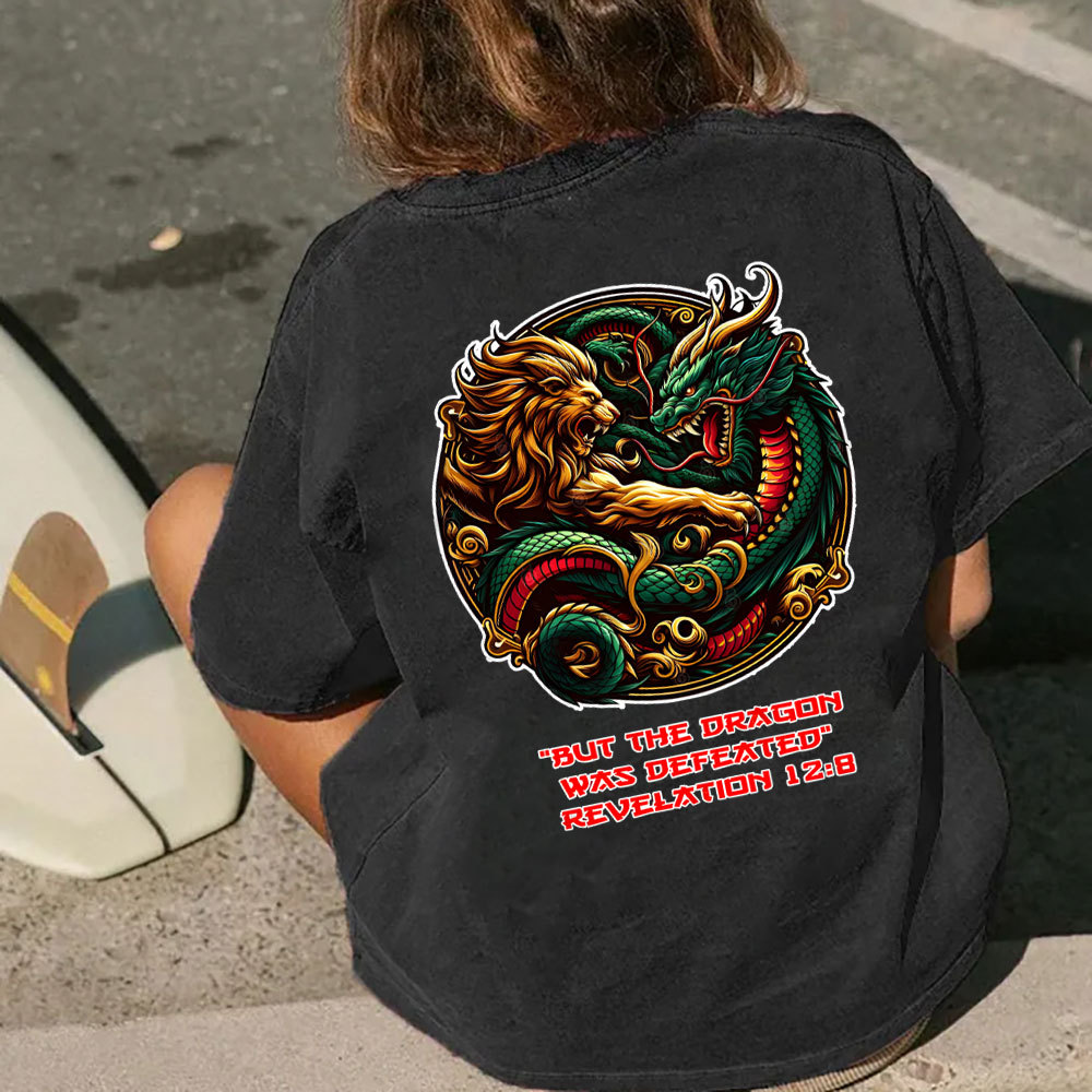 But The Dragon Was Defeated Revelaton Christian Washed T-Shirt
