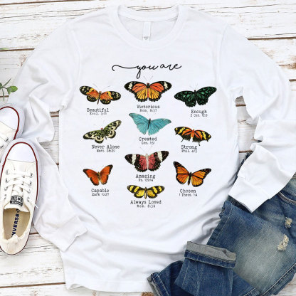 Butterfly Bible Verse Long Sleeve T-Shirt