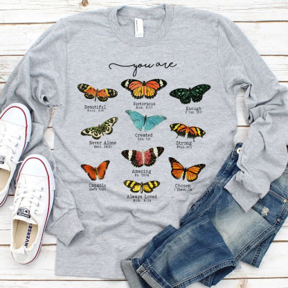 Butterfly Bible Verse Long Sleeve T-Shirt