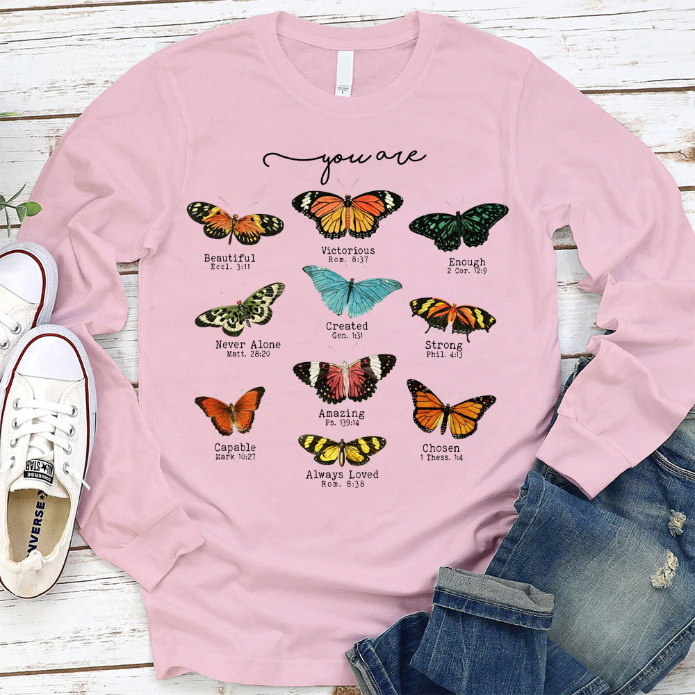 Butterfly Bible Verse Long Sleeve T-Shirt
