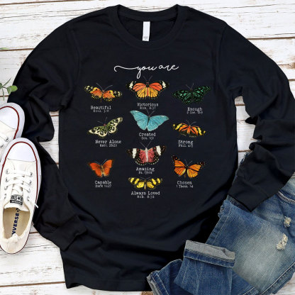 Butterfly Bible Verse Long Sleeve T-Shirt