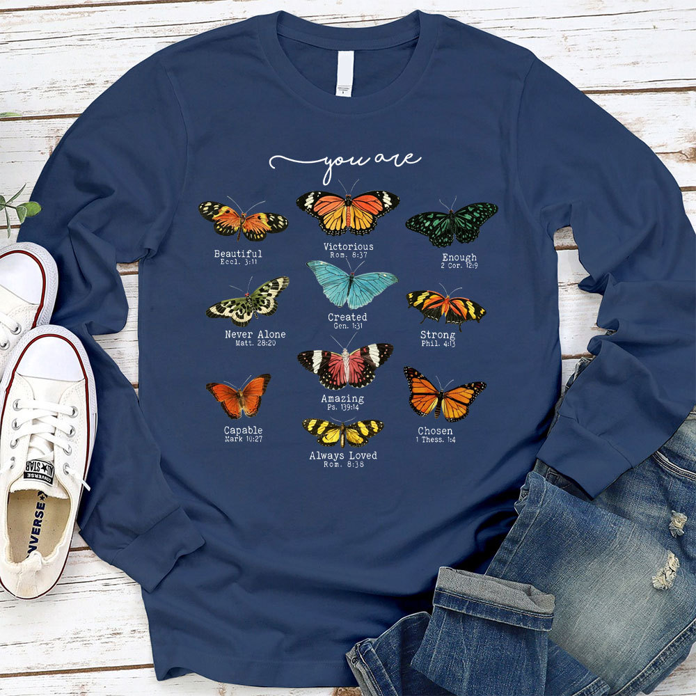 Butterfly Bible Verse Long Sleeve T-Shirt