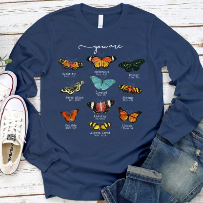 Butterfly Bible Verse Long Sleeve T-Shirt