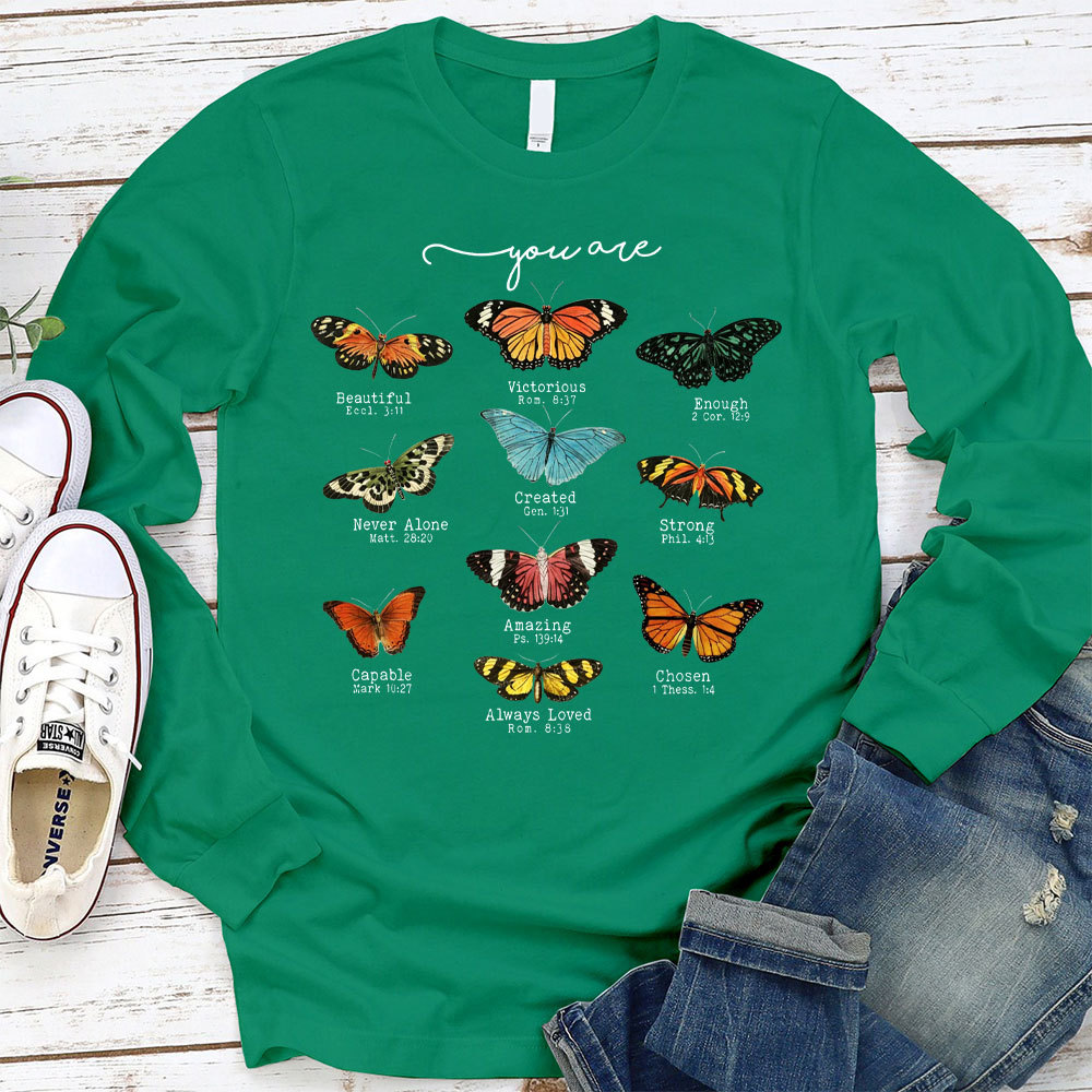 Butterfly Bible Verse Long Sleeve T-Shirt