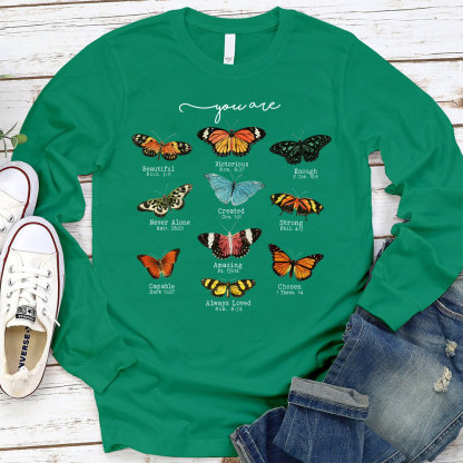 Butterfly Bible Verse Long Sleeve T-Shirt