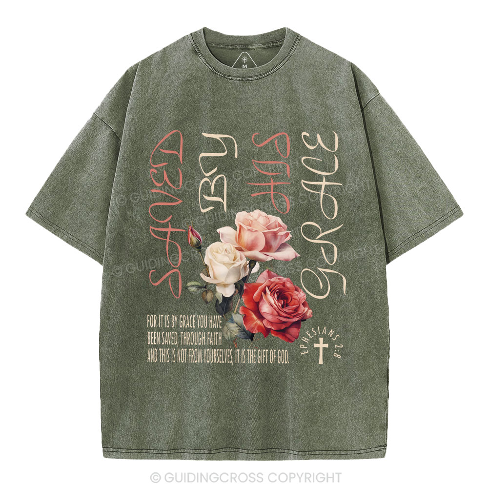 By Grace You Chiristian Washed T-Shirt