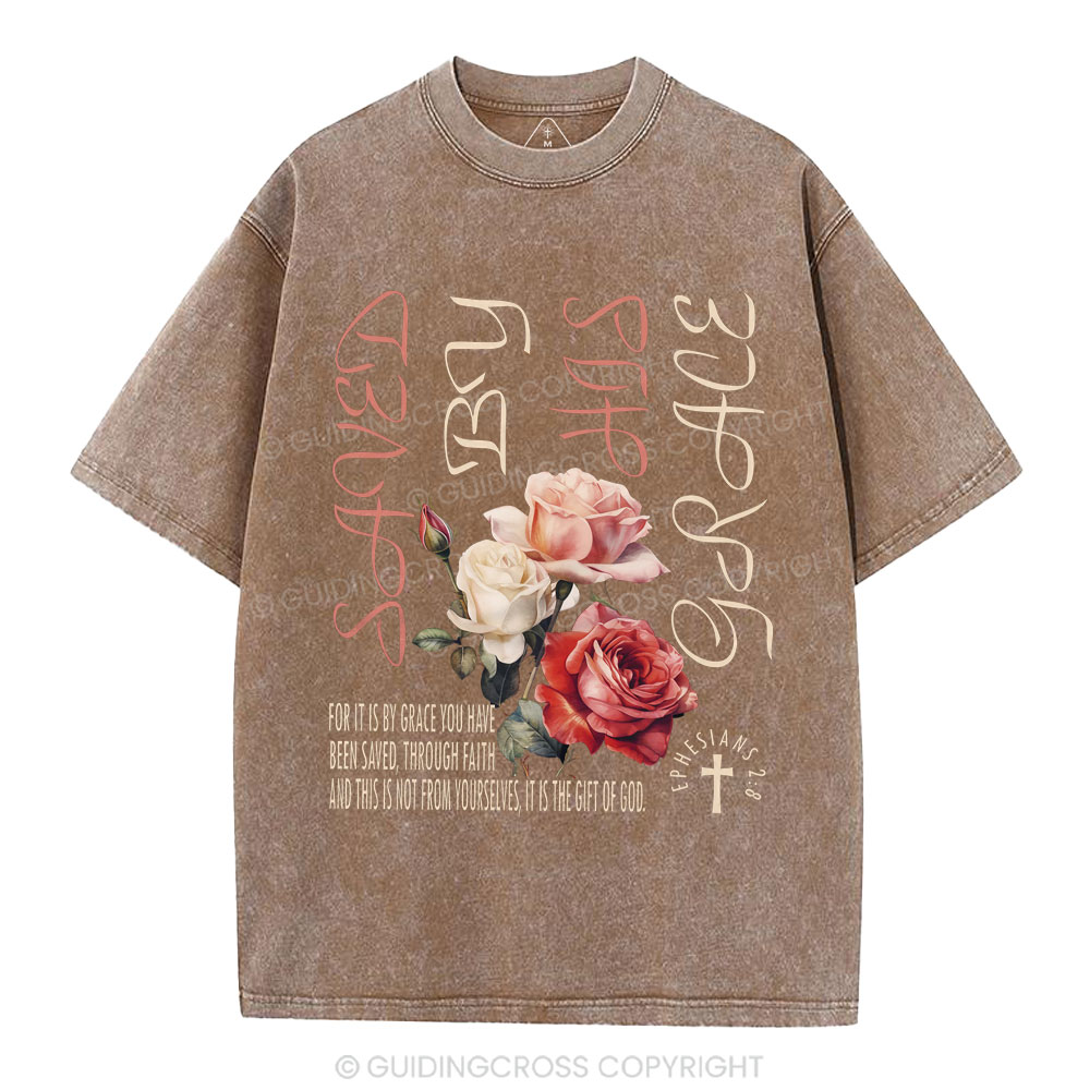 By Grace You Chiristian Washed T-Shirt