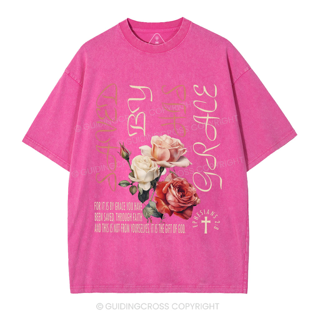 By Grace You Chiristian Washed T-Shirt