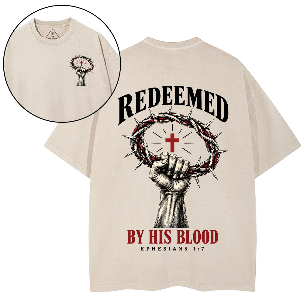 By His Blood Christian Washed T-Shirt
