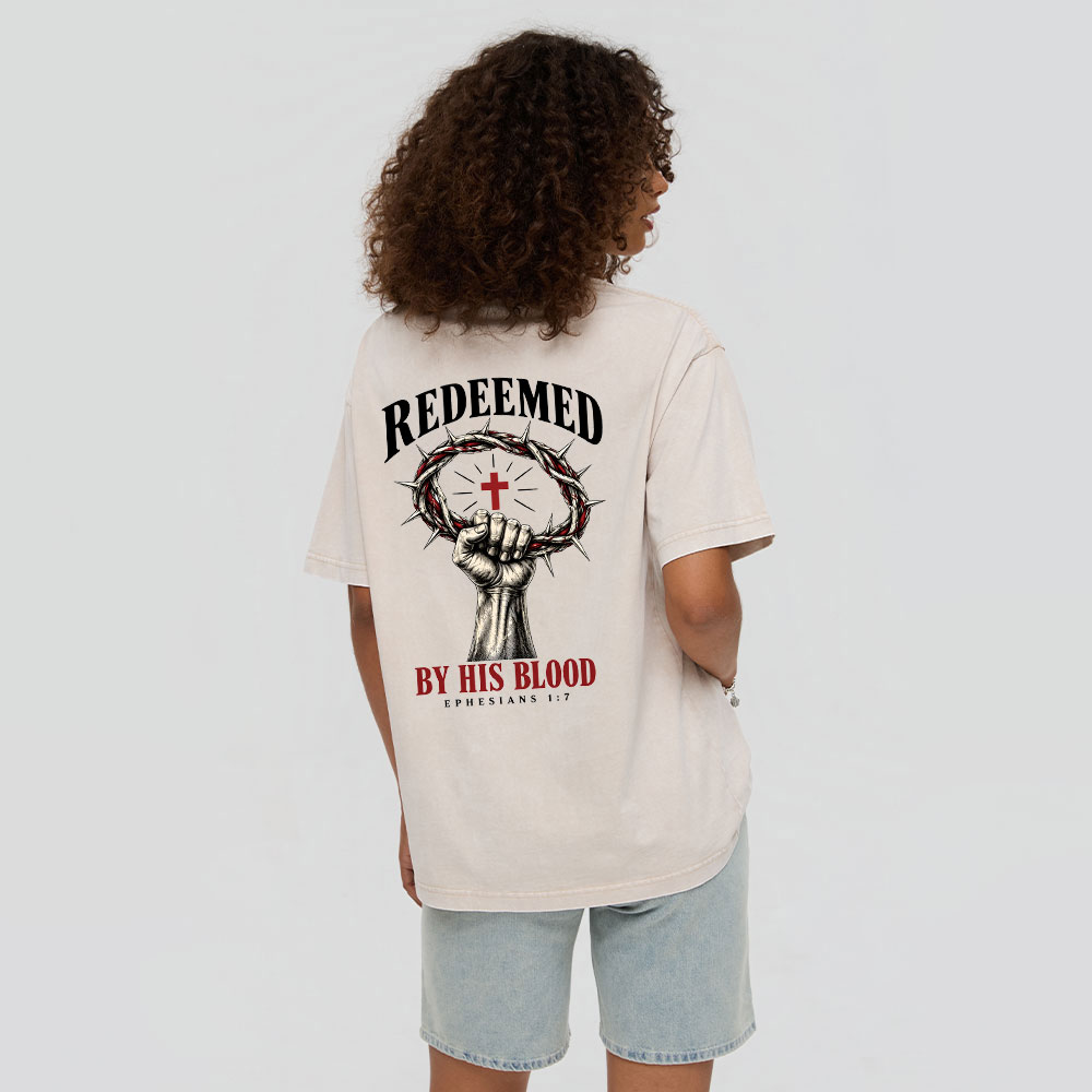 By His Blood Christian Washed T-Shirt