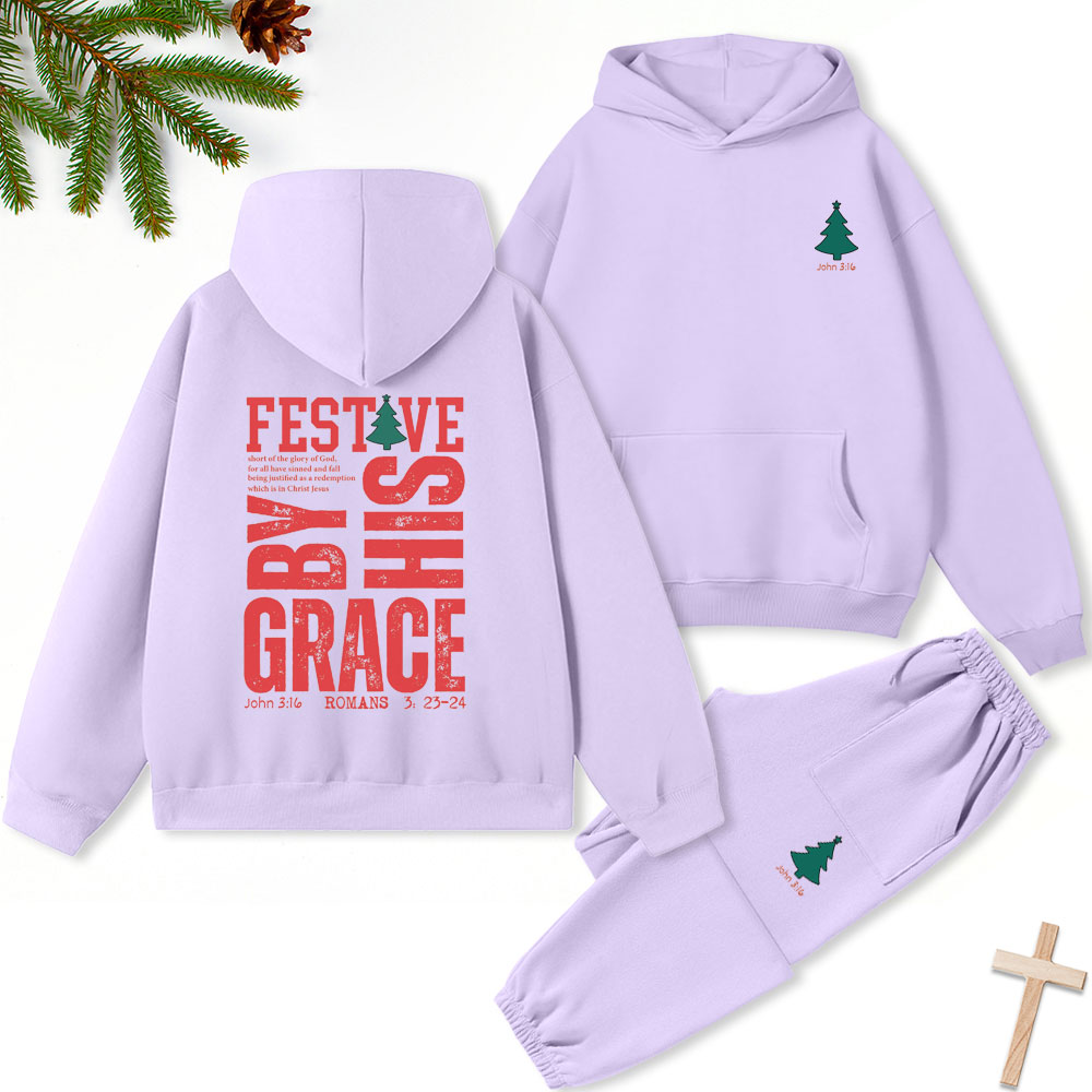 By His Grace Christian Christmas Premium Fleece Hoodie Set