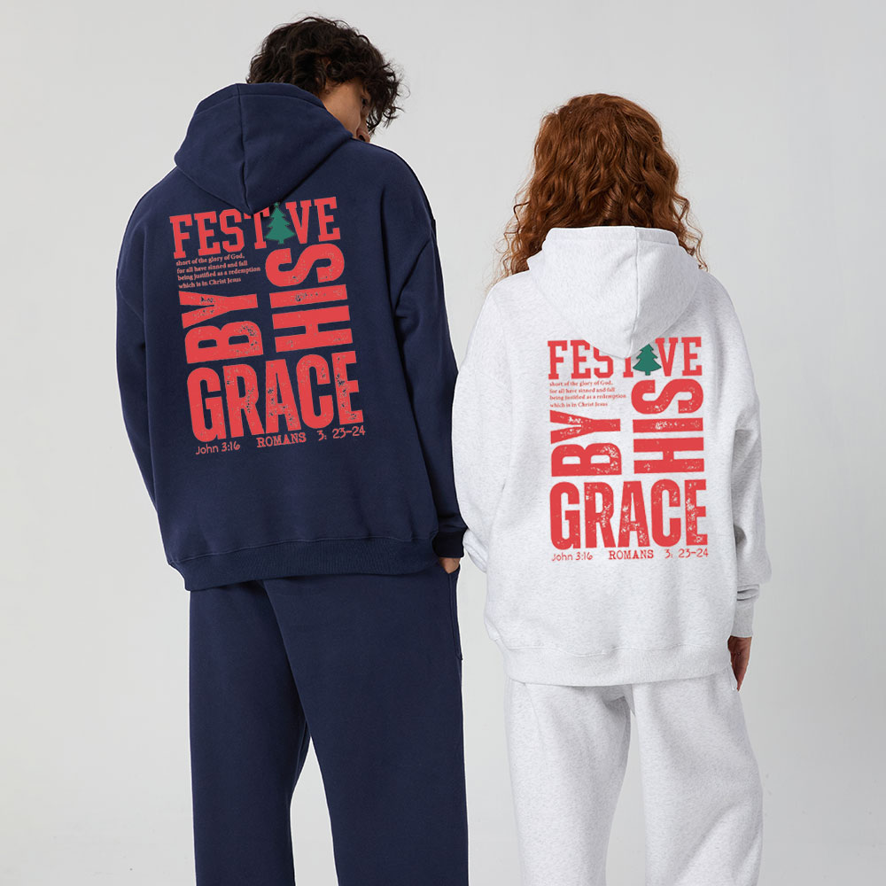 By His Grace Christian Christmas Premium Fleece Hoodie Set