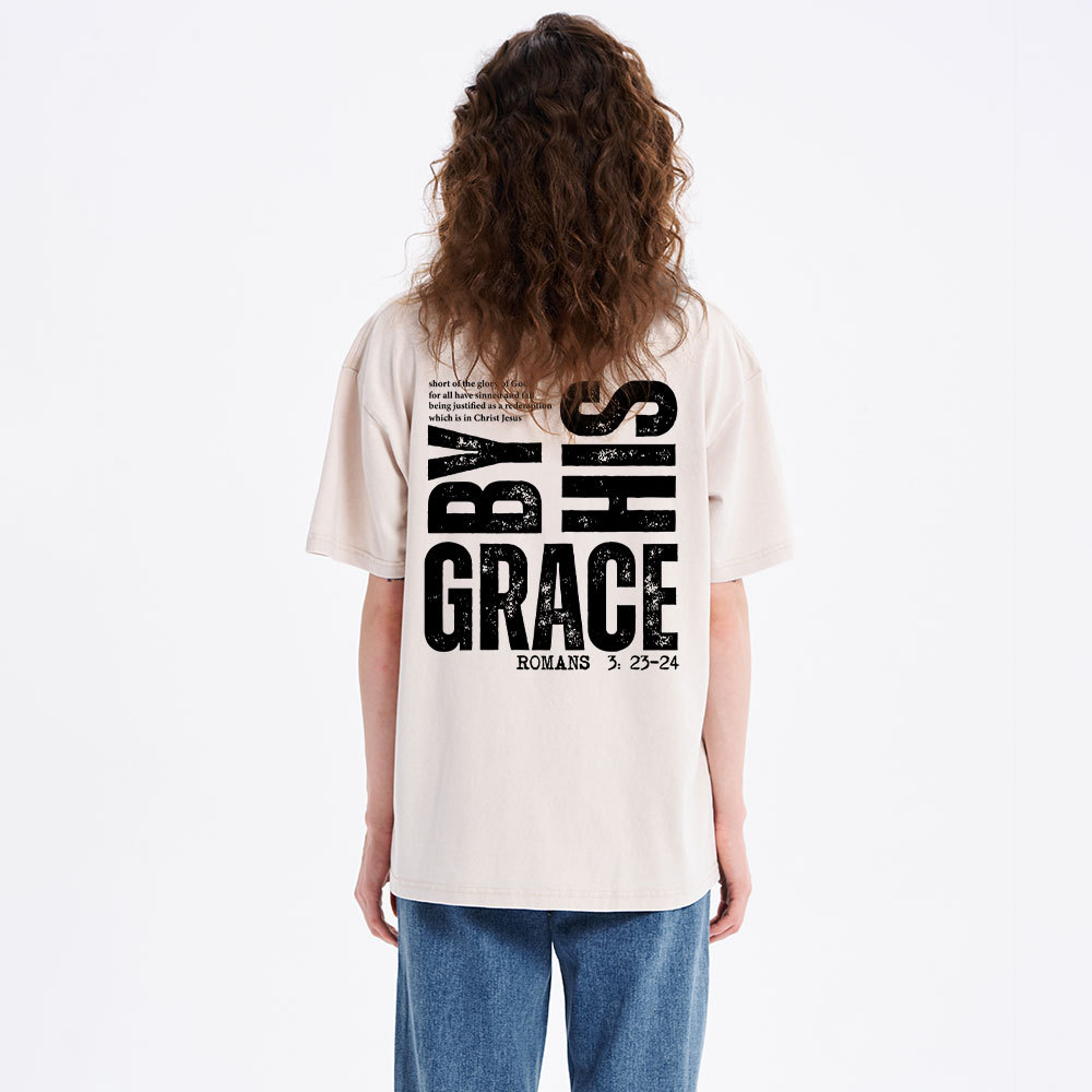 By His Grace Christian Washed T-Shirt