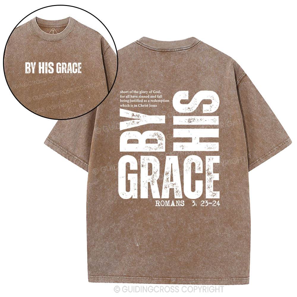 By His Grace Christian Washed T-Shirt
