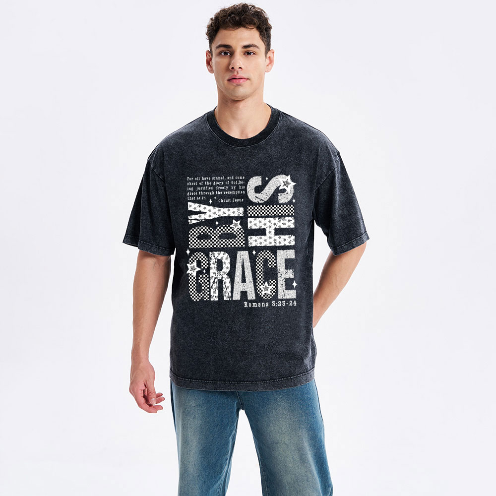 By His Grace Christian Washed T-Shirt