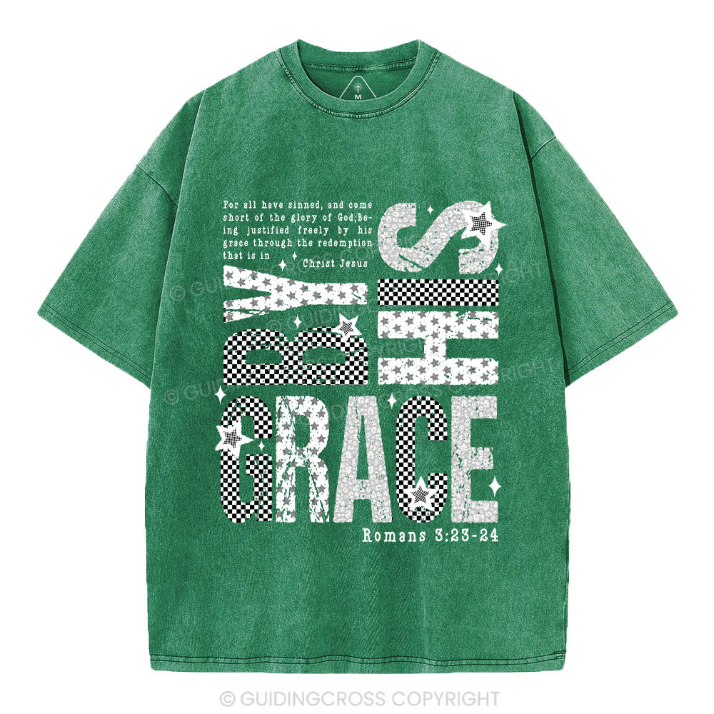 By His Grace Christian Washed T-Shirt