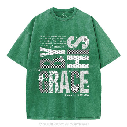 By His Grace Christian Washed T-Shirt