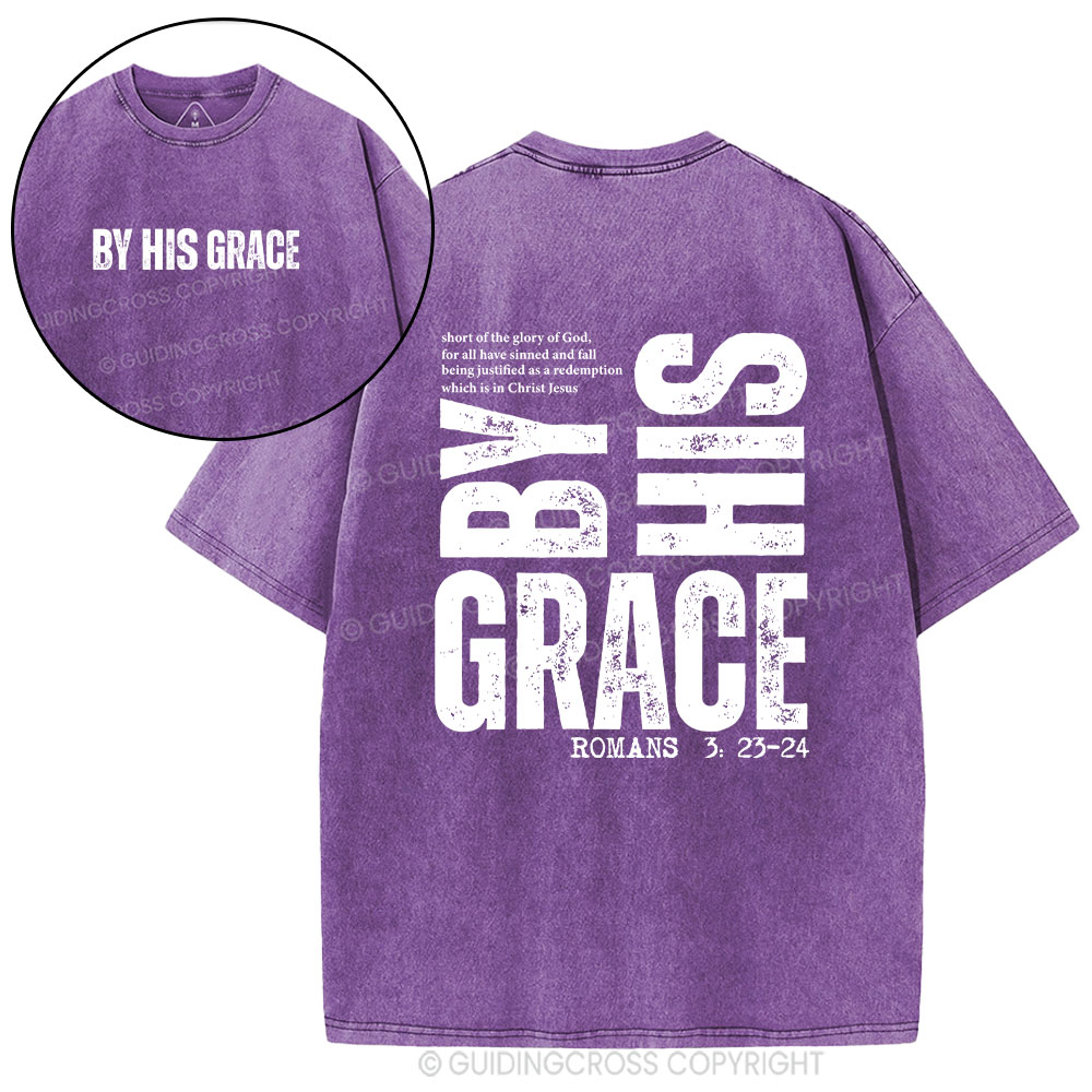 By His Grace Christian Washed T-Shirt