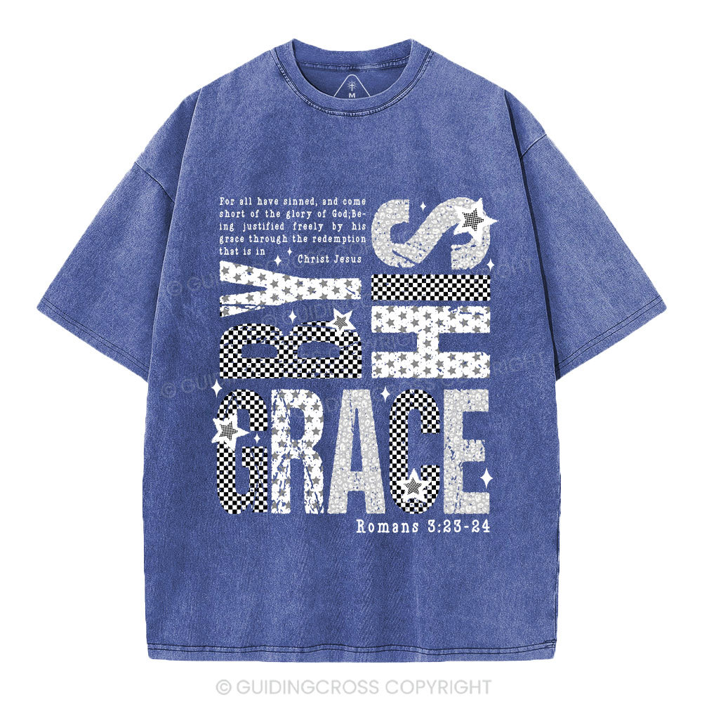 By His Grace Christian Washed T-Shirt
