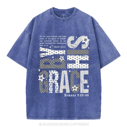 By His Grace Christian Washed T-Shirt
