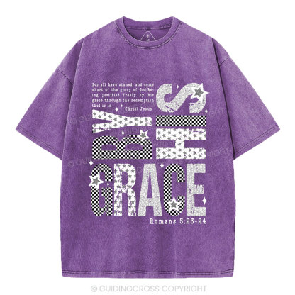 By His Grace Christian Washed T-Shirt