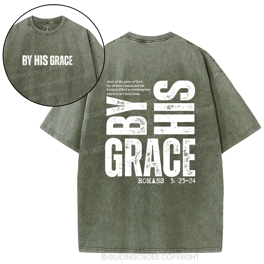 By His Grace Christian Washed T-Shirt