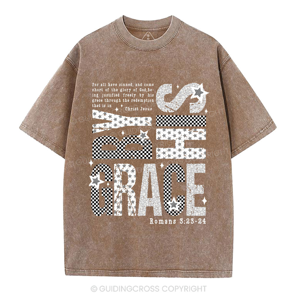 By His Grace Christian Washed T-Shirt