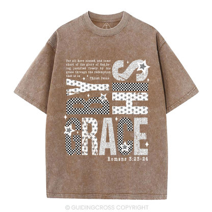 By His Grace Christian Washed T-Shirt