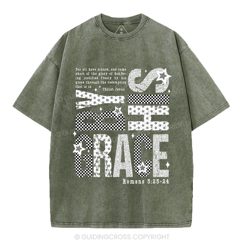 By His Grace Christian Washed T-Shirt