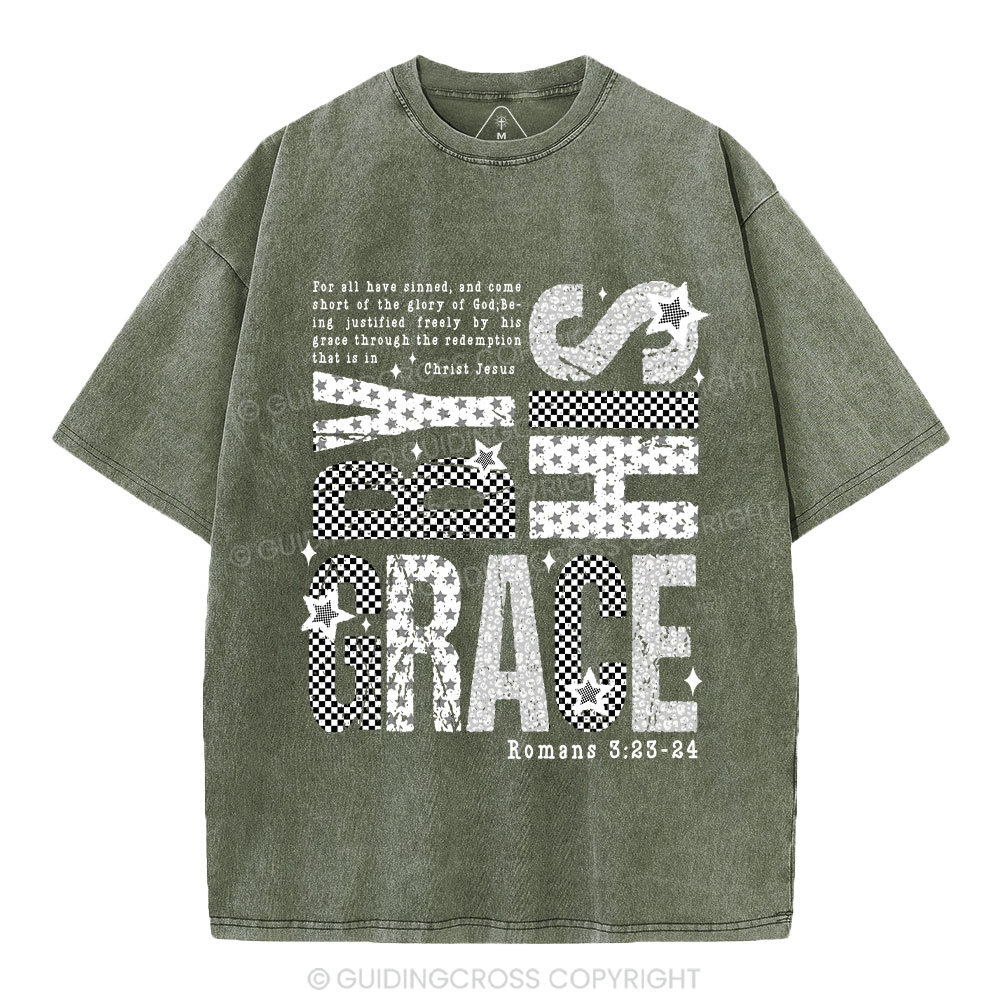 By His Grace Christian Washed T-Shirt