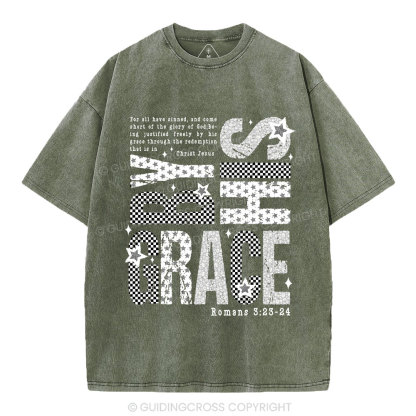 By His Grace Christian Washed T-Shirt