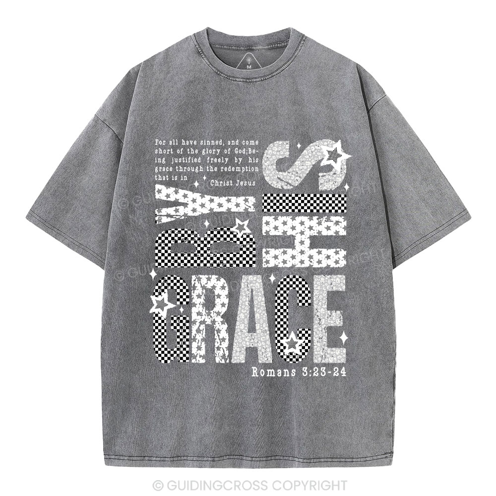 By His Grace Christian Washed T-Shirt