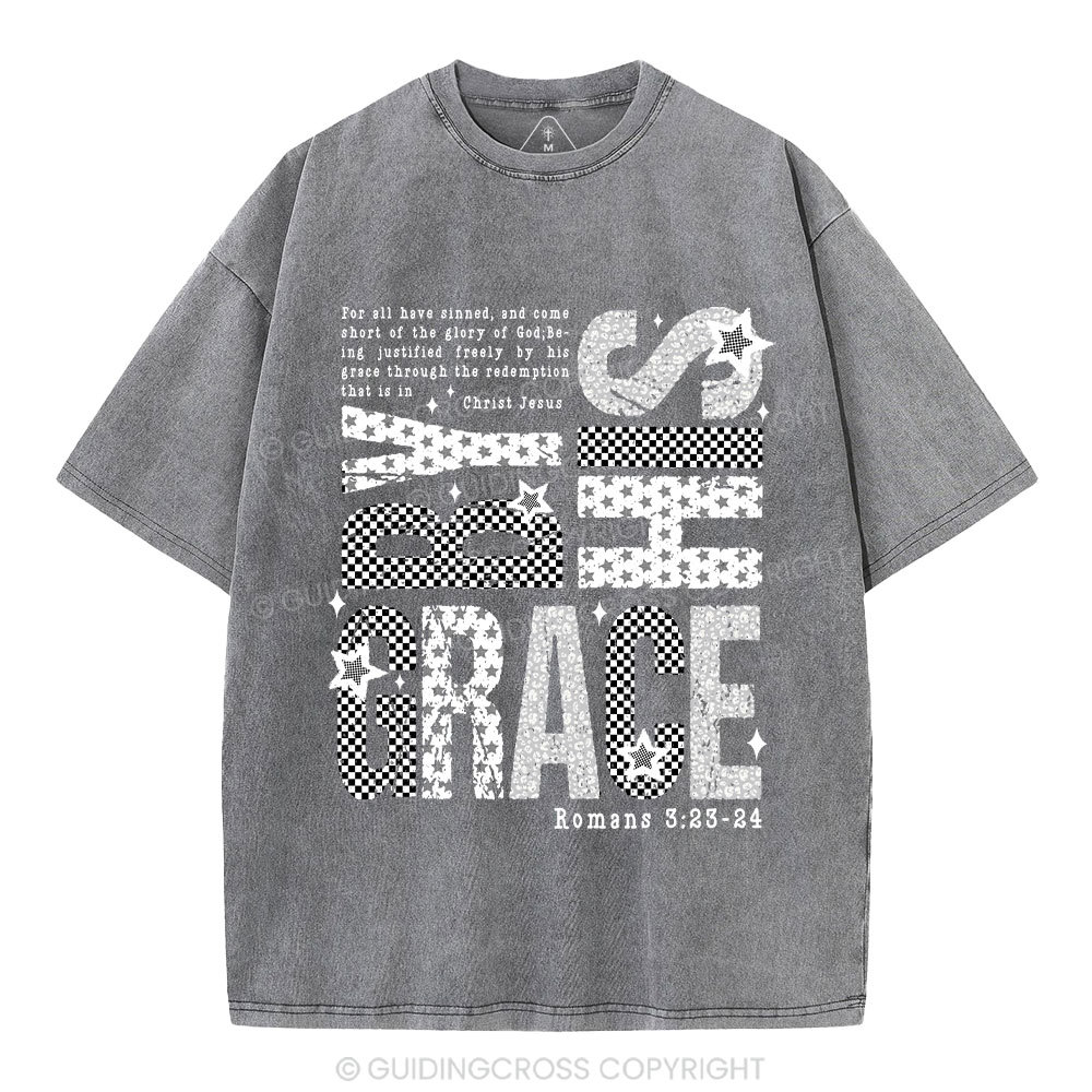 By His Grace Christian Washed T-Shirt