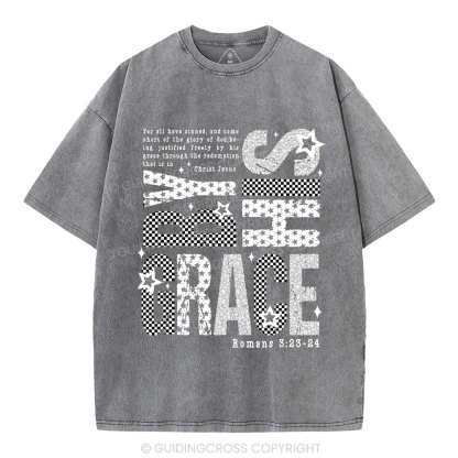 By His Grace Christian Washed T-Shirt