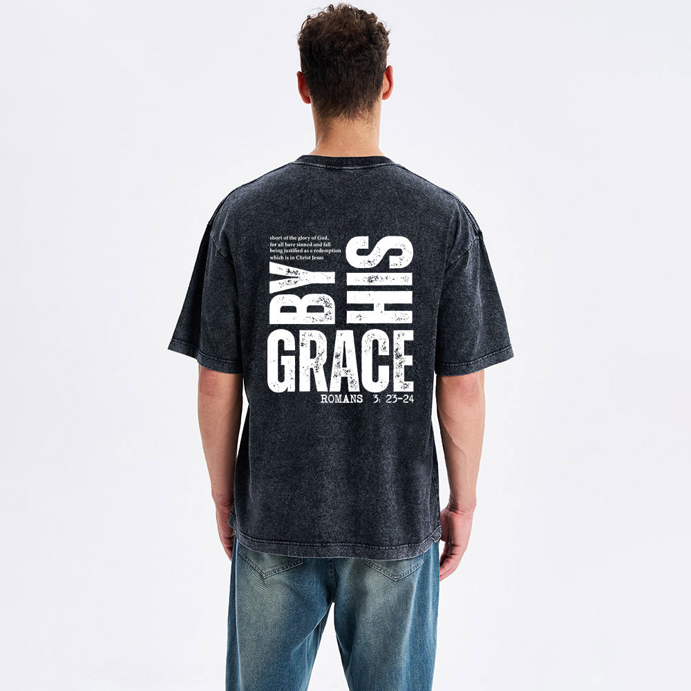 By His Grace Christian Washed T-Shirt