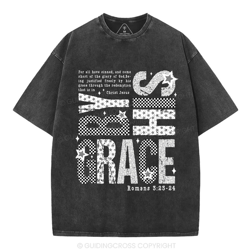 By His Grace Christian Washed T-Shirt